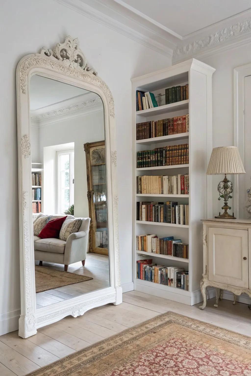 Classic touches add history to a white area.