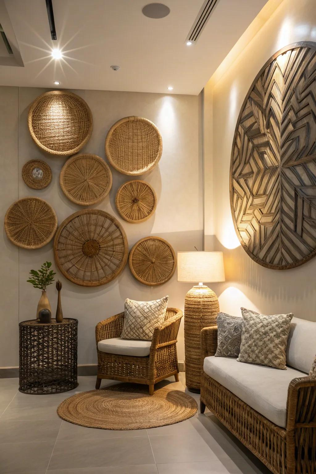 To highlight the texture of woven, use lighting.