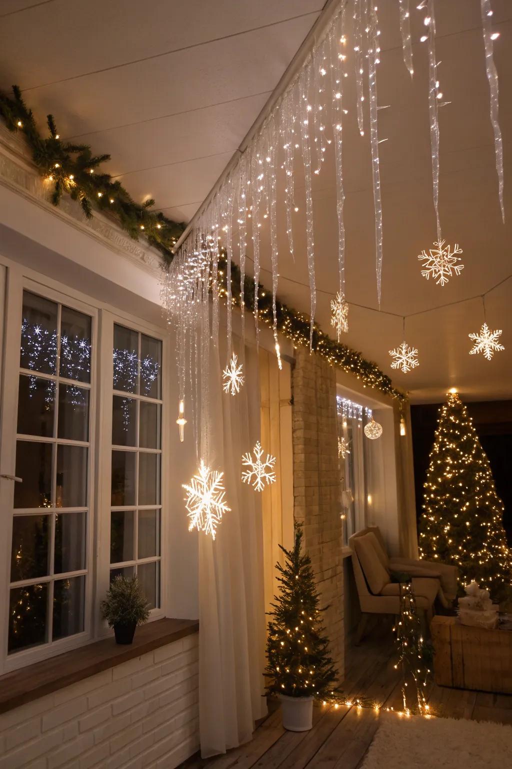 A captivating ambiance of icicle lights.