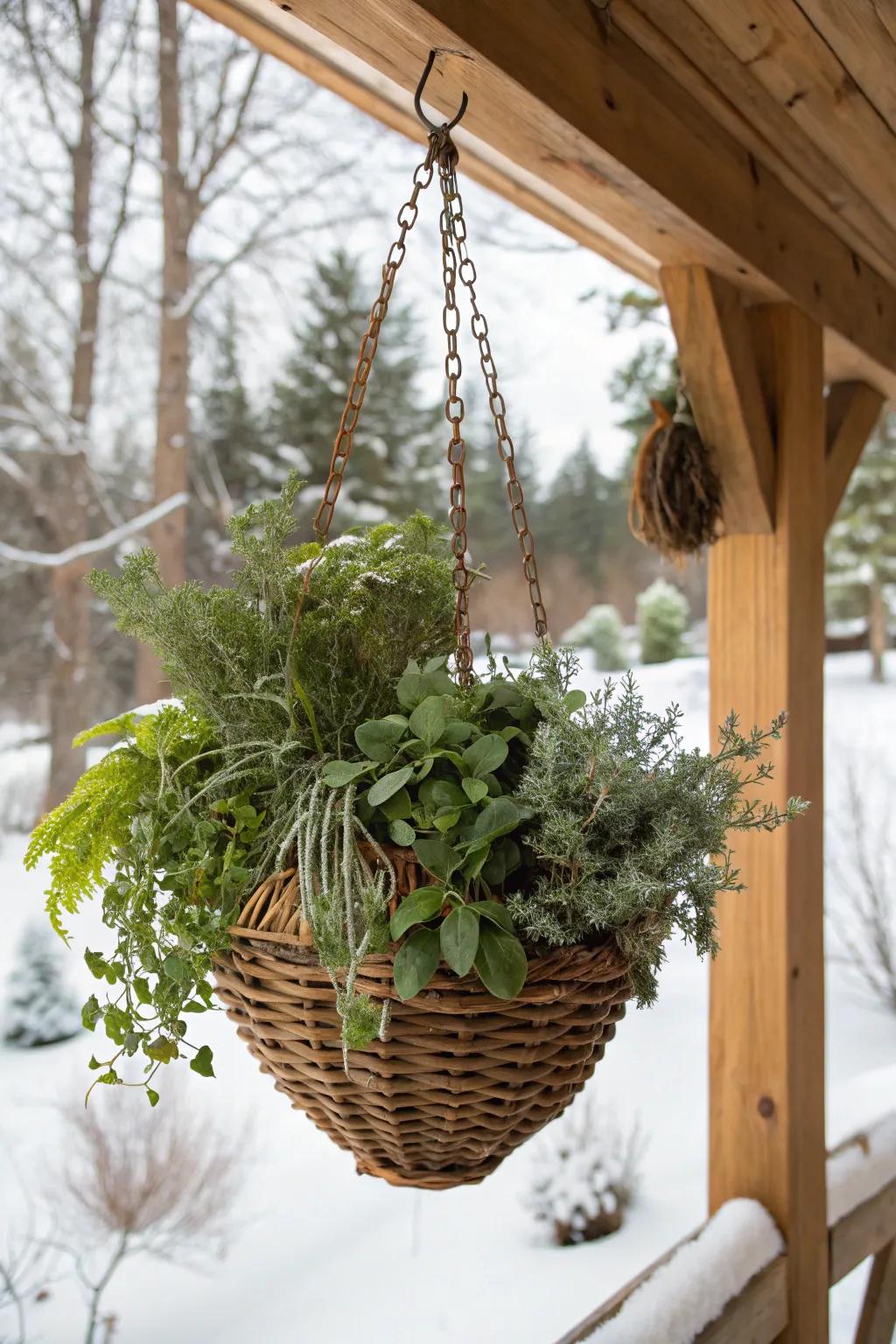 Cold season herbs give scent and greenery.