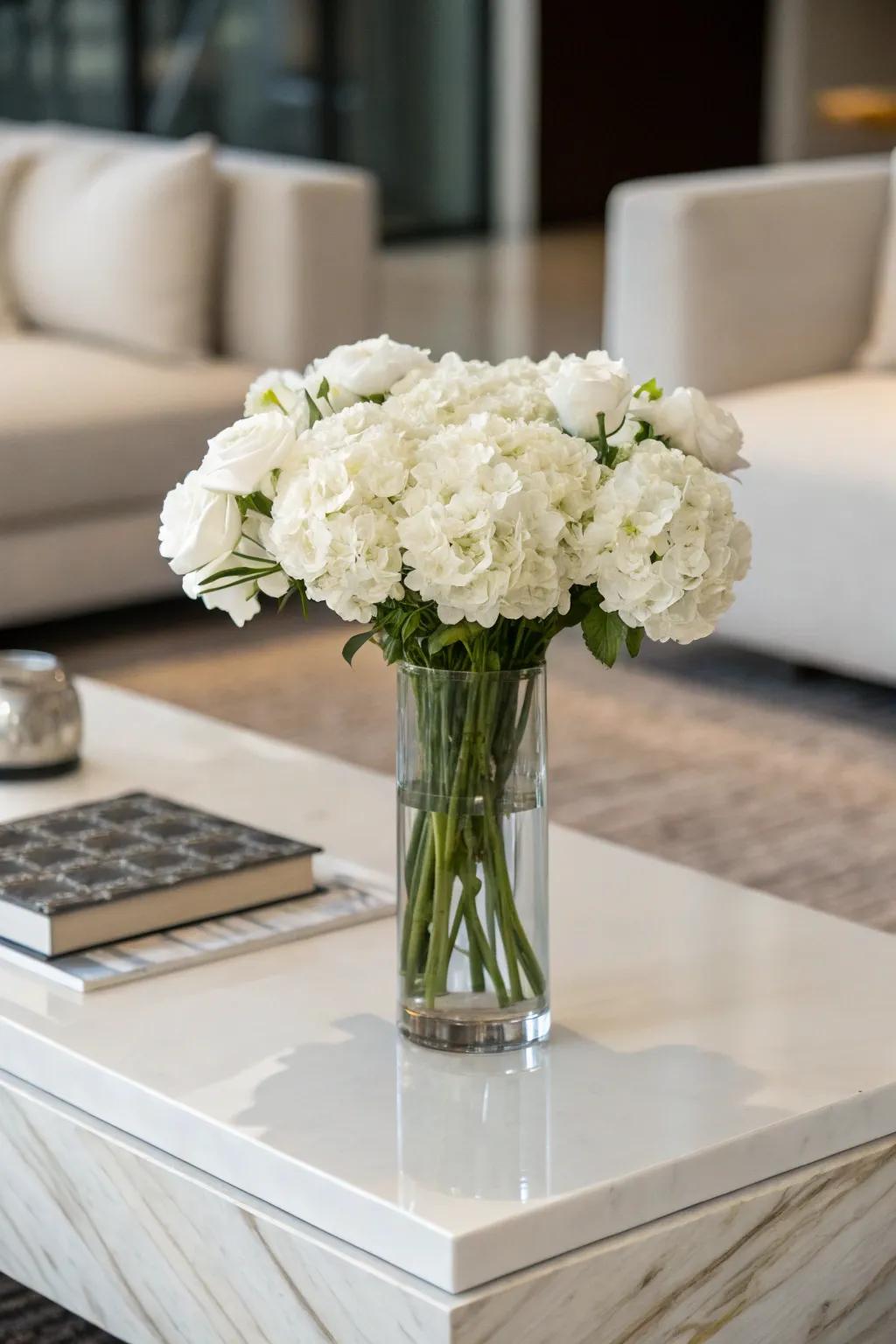 A minimalist white piece delivers enduring elegance.