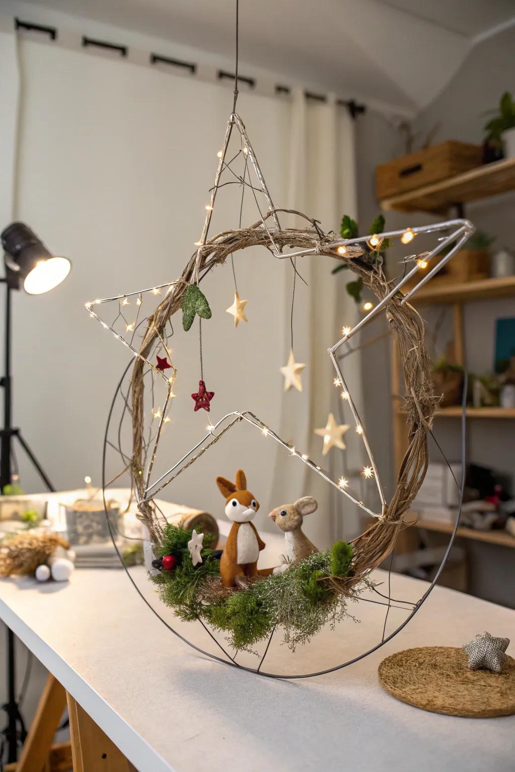 Transport the forest indoors utilizing a whimsical woodland star garland.
