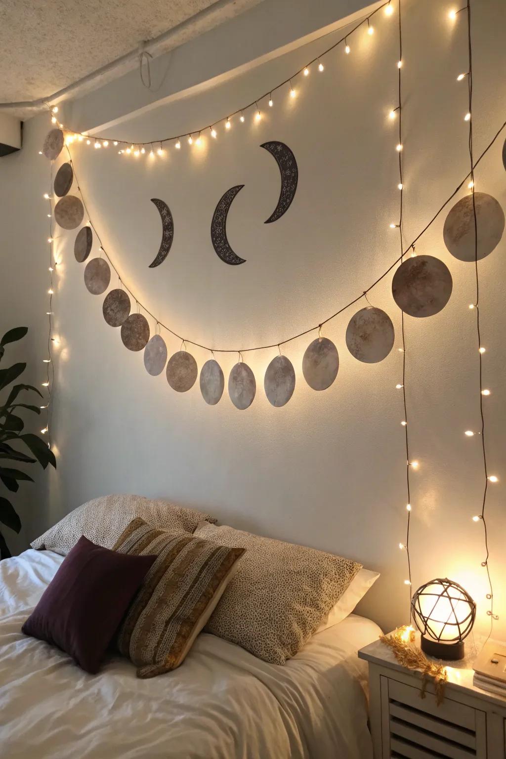 Lunar cycle ornamentation for a celestial stroke.
