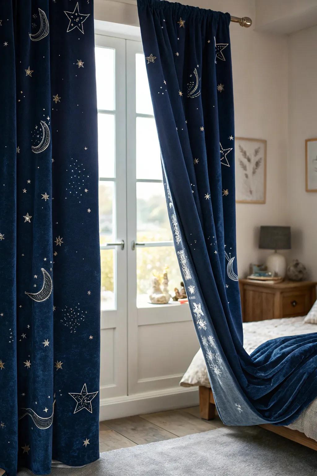 Enchanting window dressings frame the view with magic.