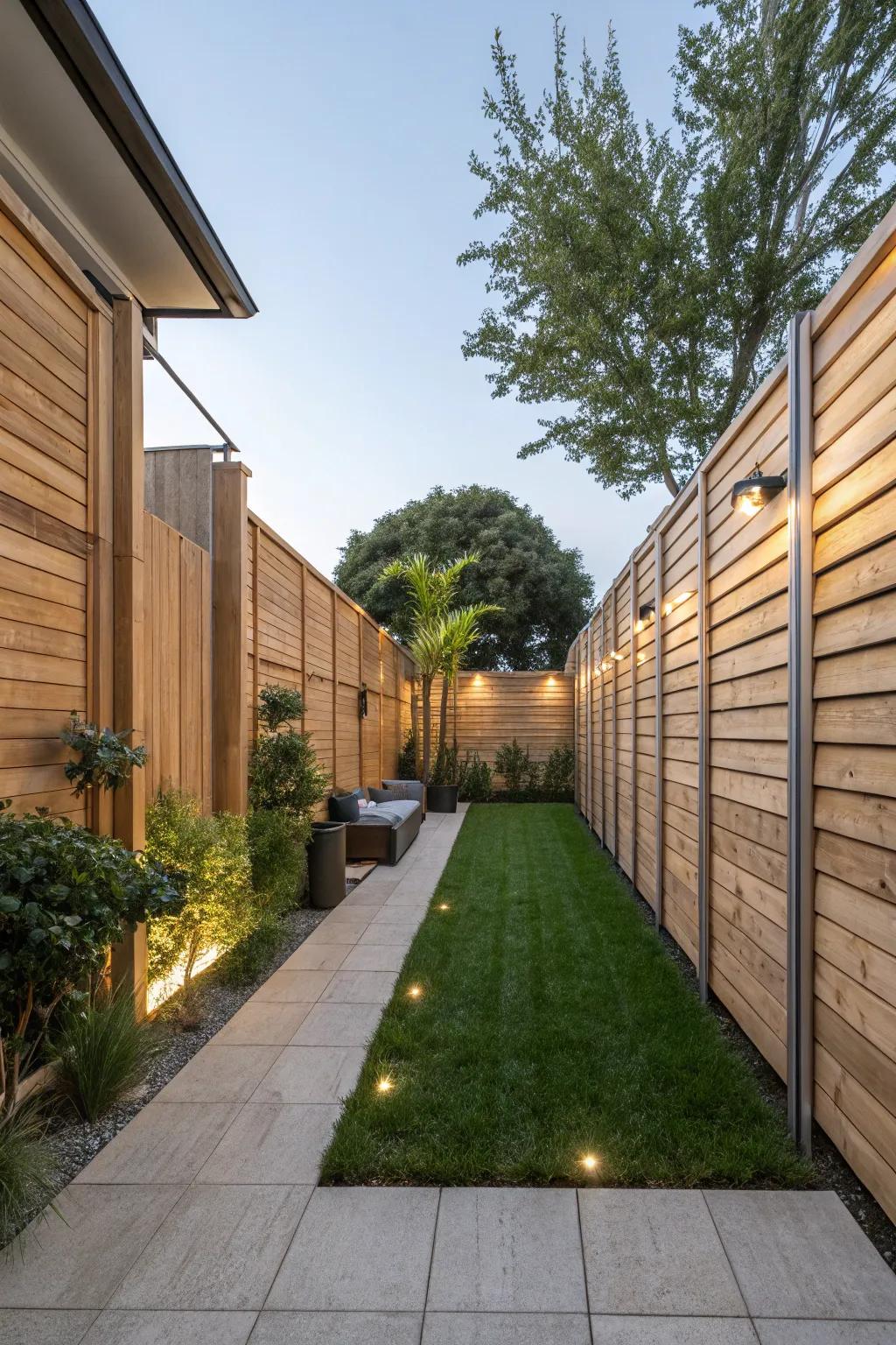 High timber walls create serene, private retreats in urban settings.