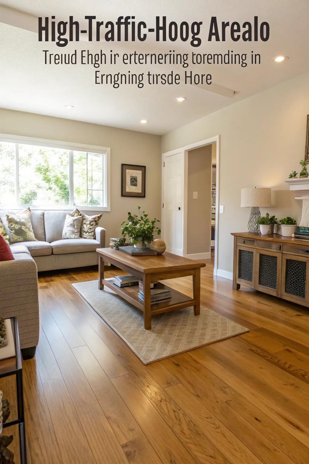 High-traffic area showcasing durable built lumber flooring.