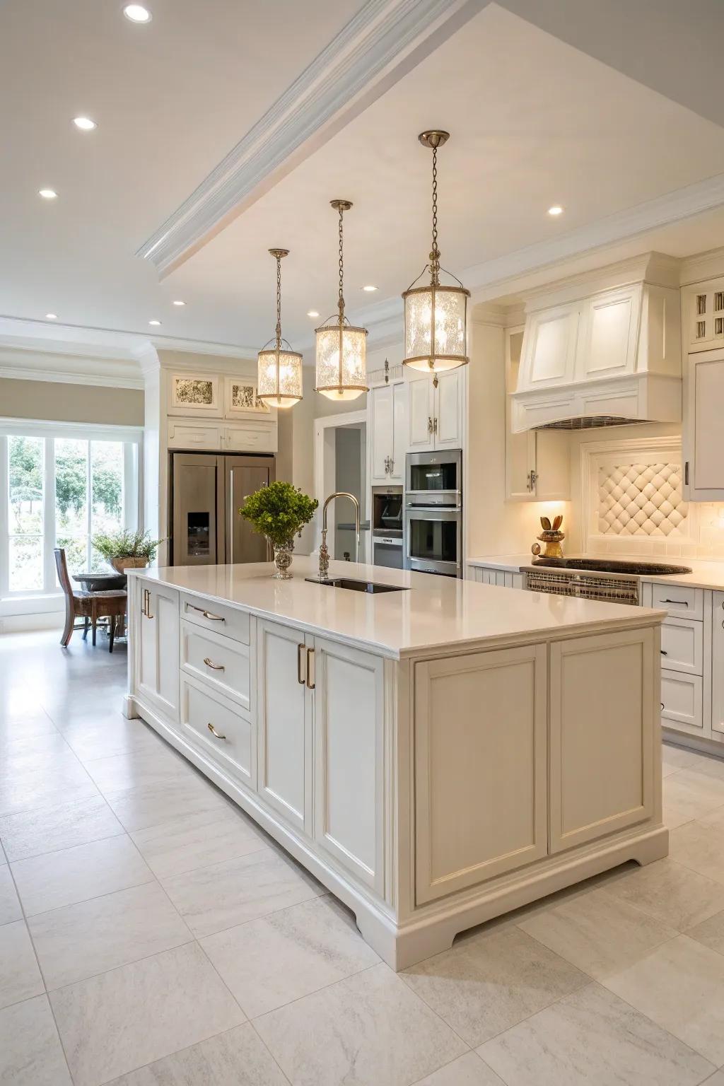 This minimalist island embodies serene simplicity and elegance.