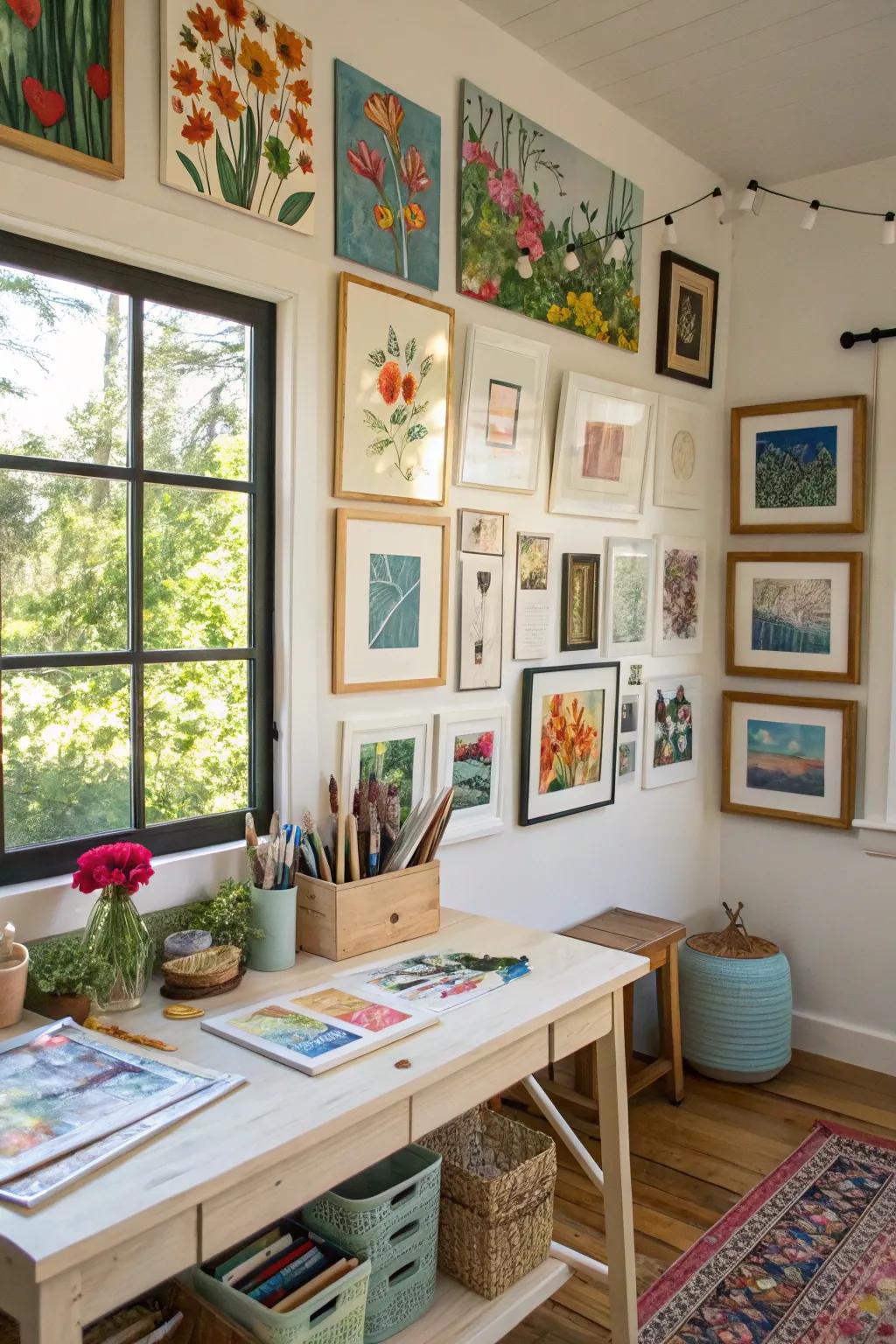 A gallery shows off art and inspires creativity.