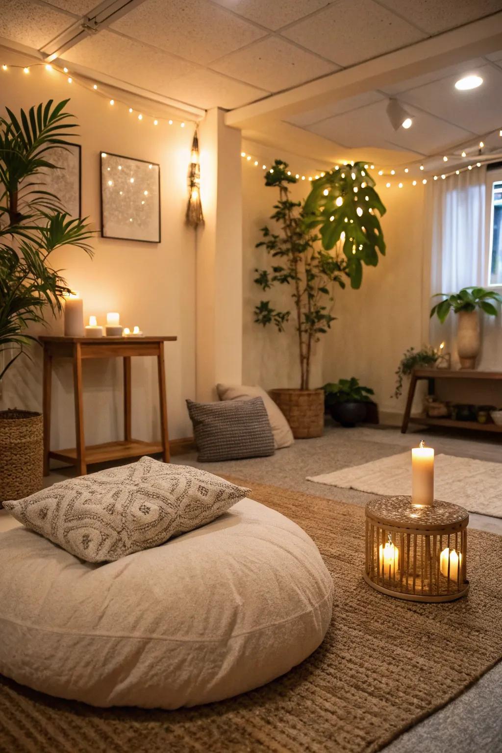 Find mindfulness in a meditation area.