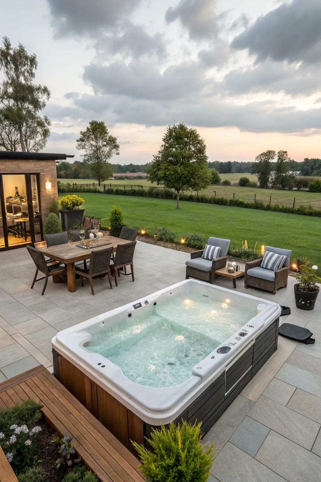 Patio design offers a seamless and functional design.