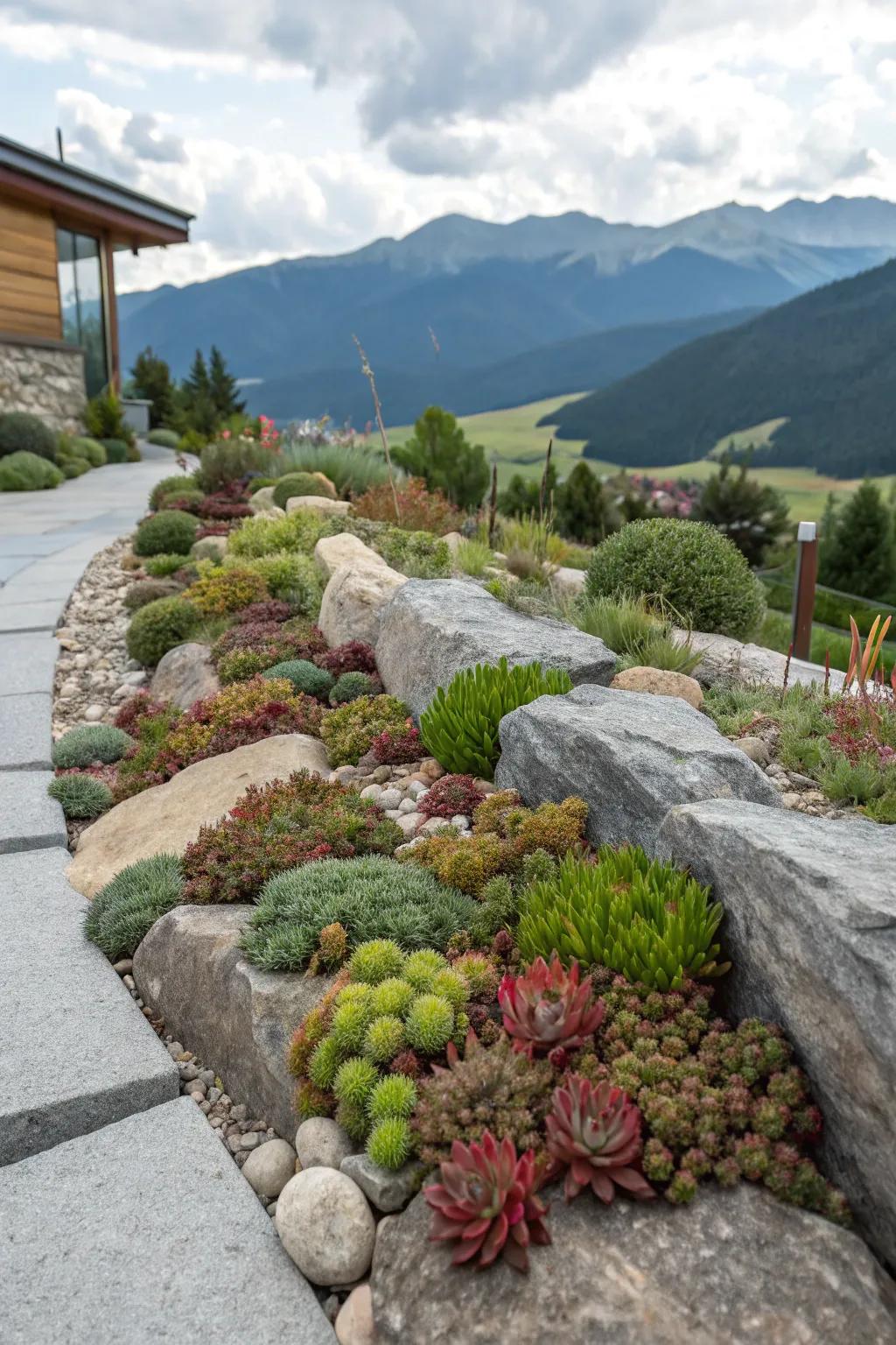Modern elegance defined by an alpine succulent garden.
