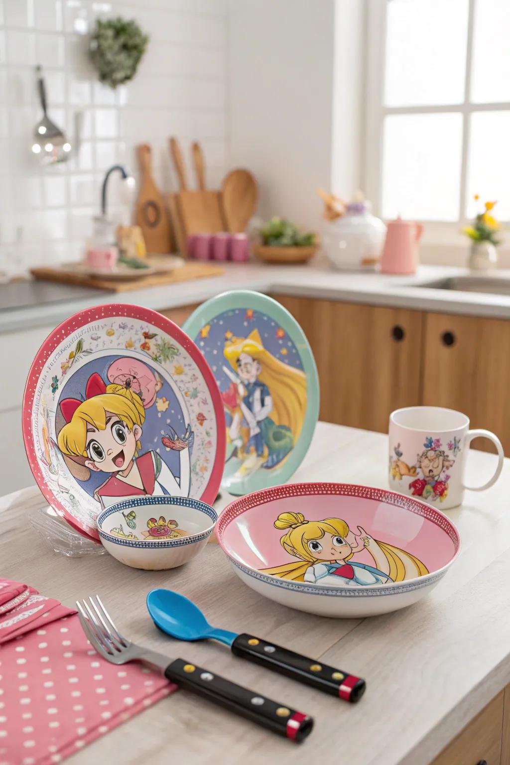 Anime dishware brings a playful touch to your dining experience.