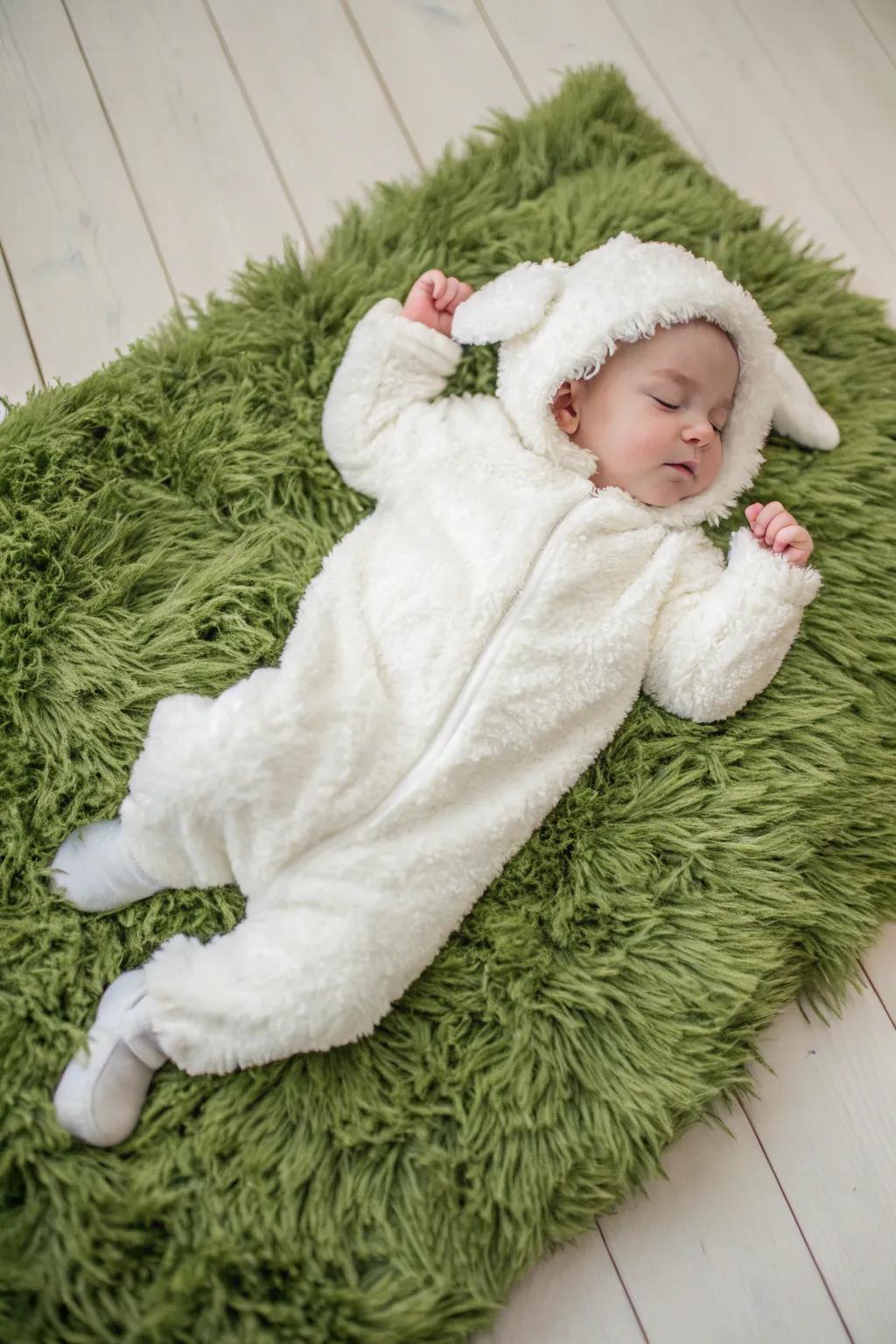 Springtime sweetness: A small lamb in a meadow of dreams.