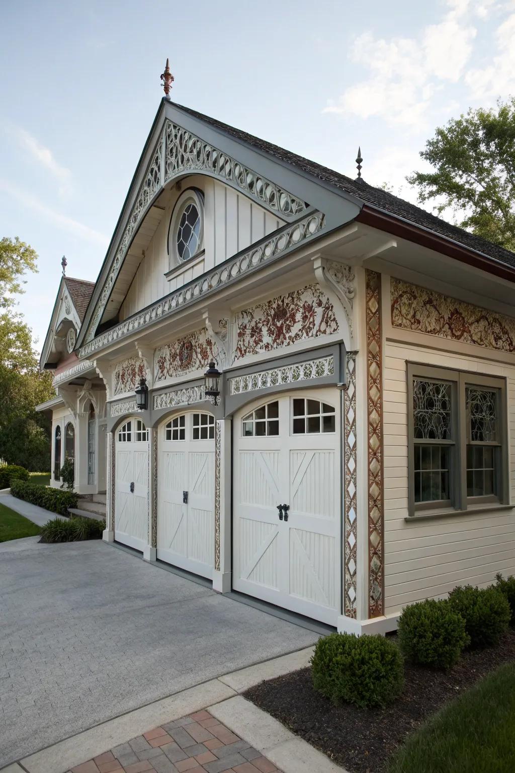 Artful trim and specifics that append persona to a garage.