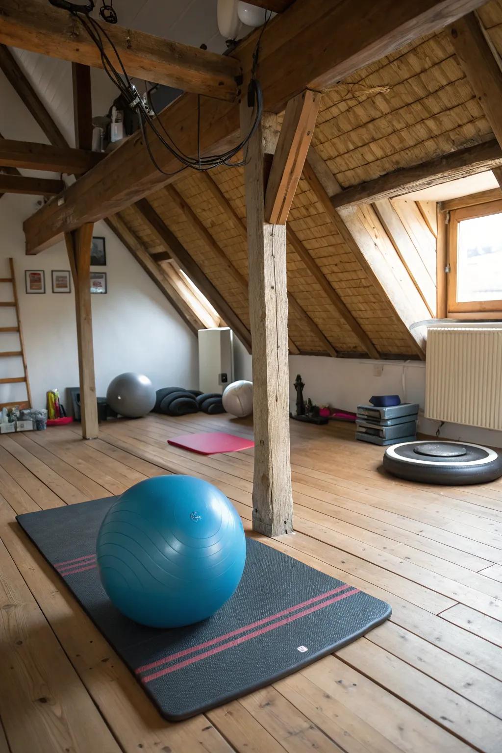 A balance training space encourages stability and core strength.