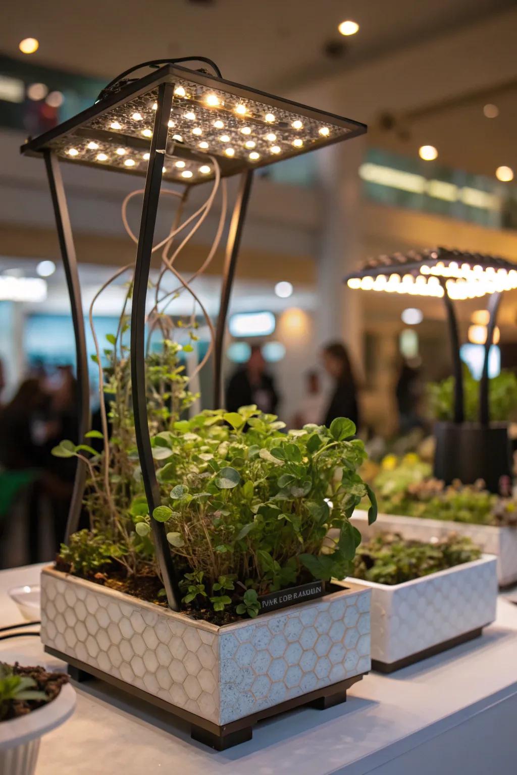 Innovative plant light art, transforming plants into a captivating display.