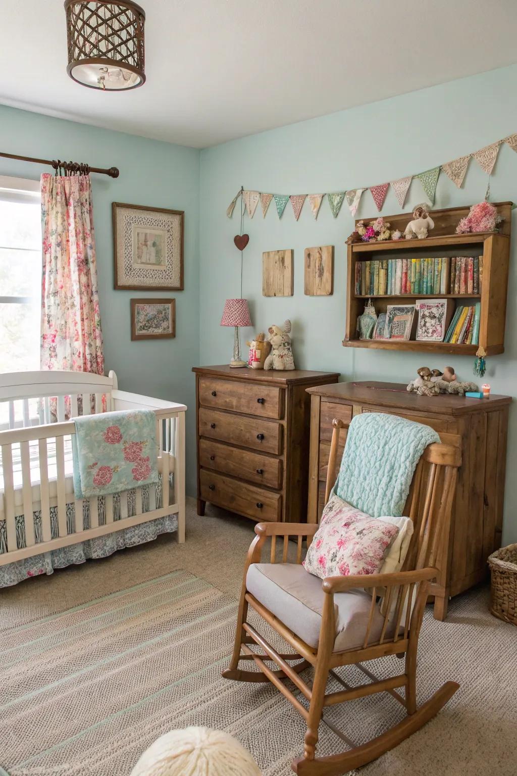 Unearth warmth and allure within a farmhouse-themed nursery.