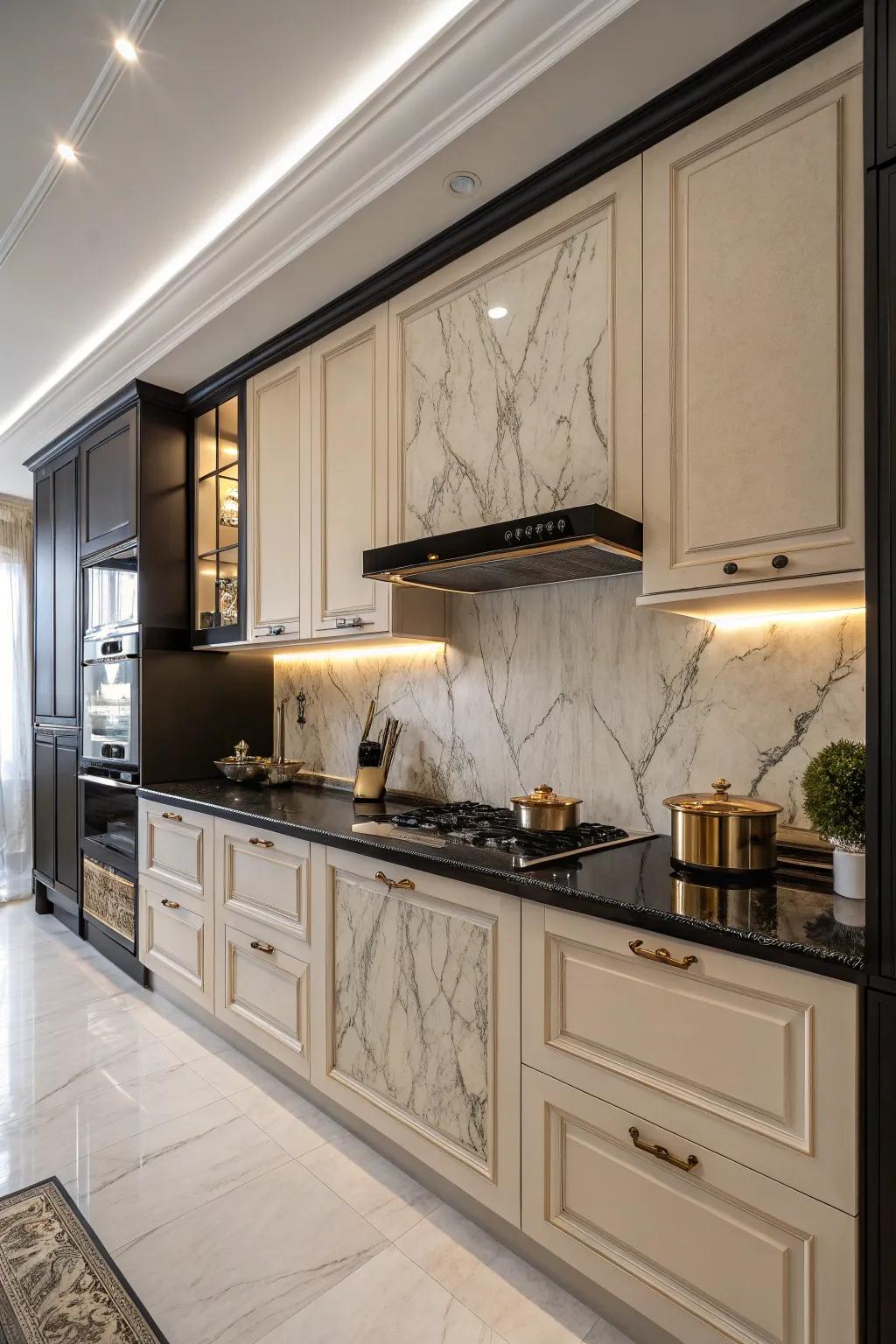 Marble backsplashes offer timeless elegance.