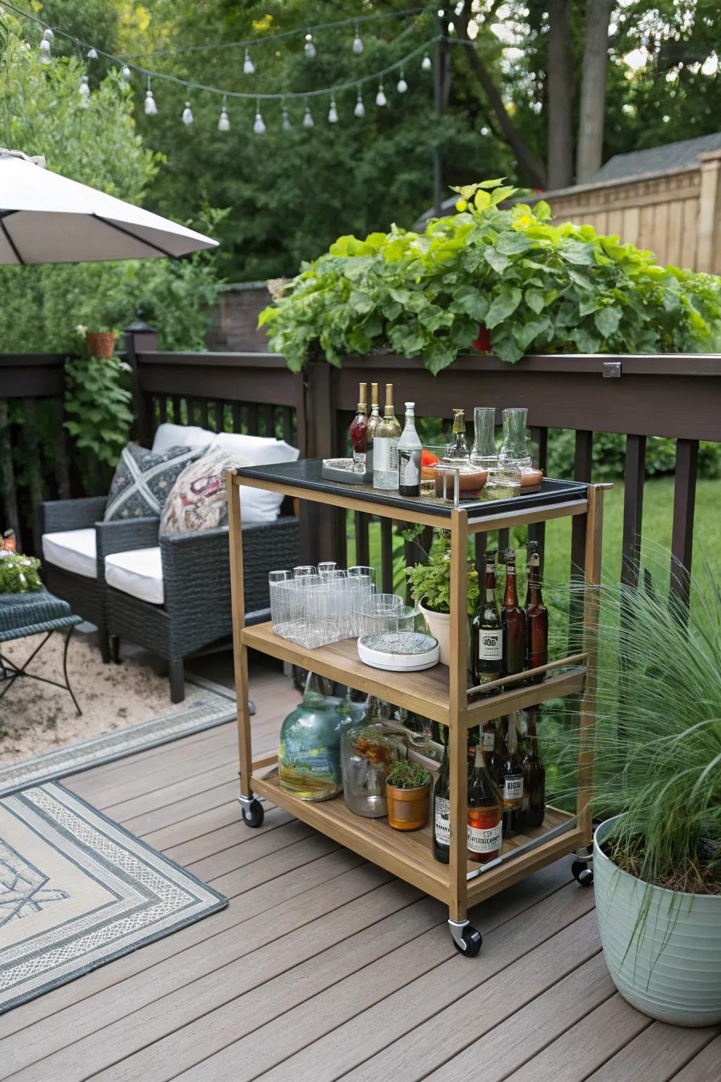 A mobile drinks trolley adds an element of sophistication.