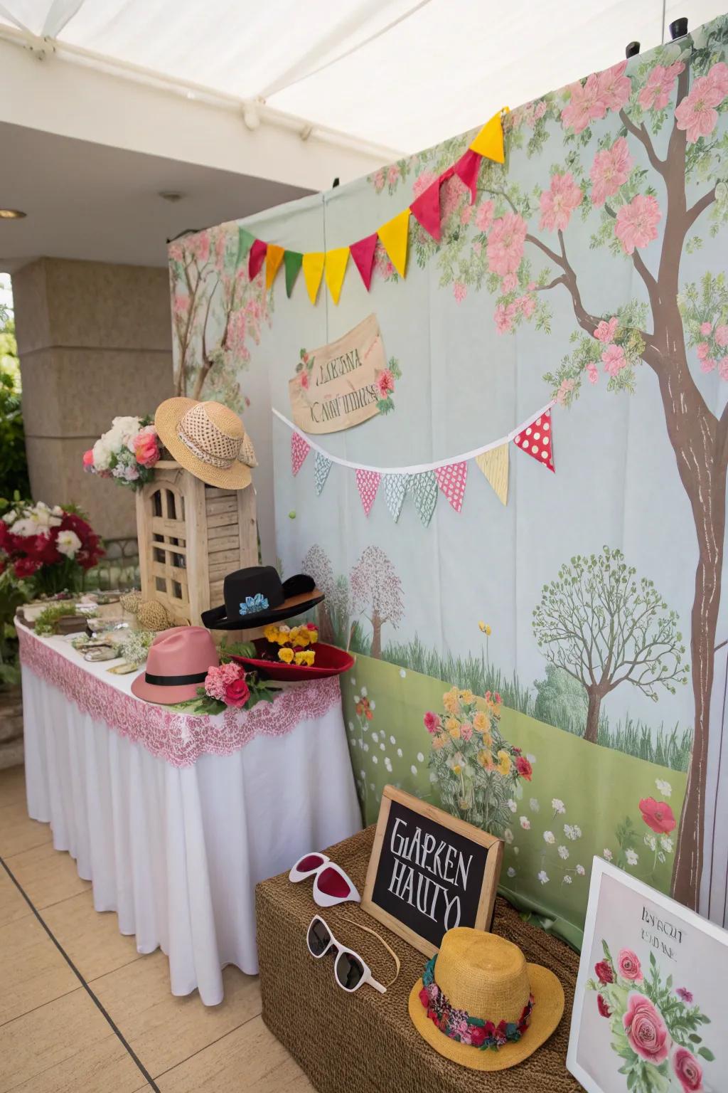 An interactive snapshot corner adds a playful touch to the party.