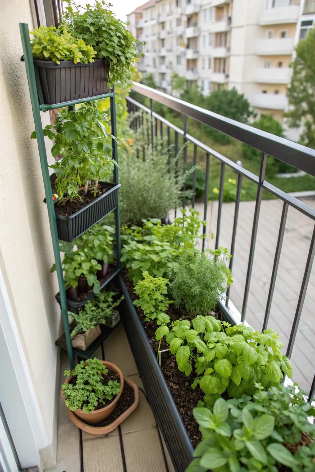 Upright spice patches offer fresh flavors right at your fingertips.
