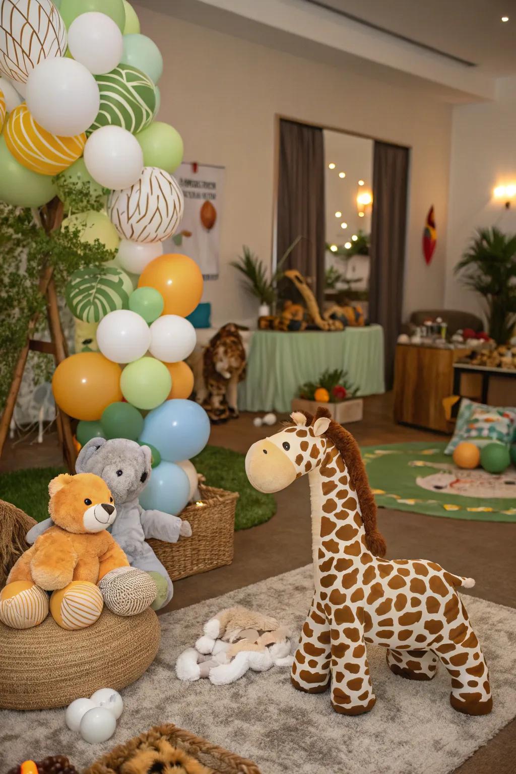 An fauna expedition design introduces adventure to the celebration.