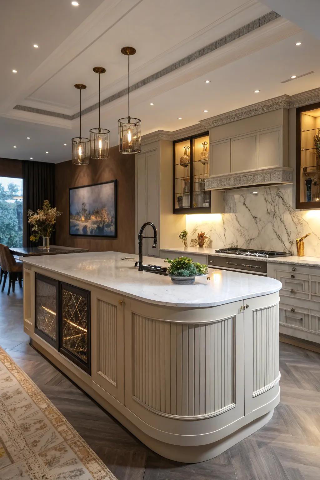 Curves and shapes create a dynamic, artistic feel in your kitchen.
