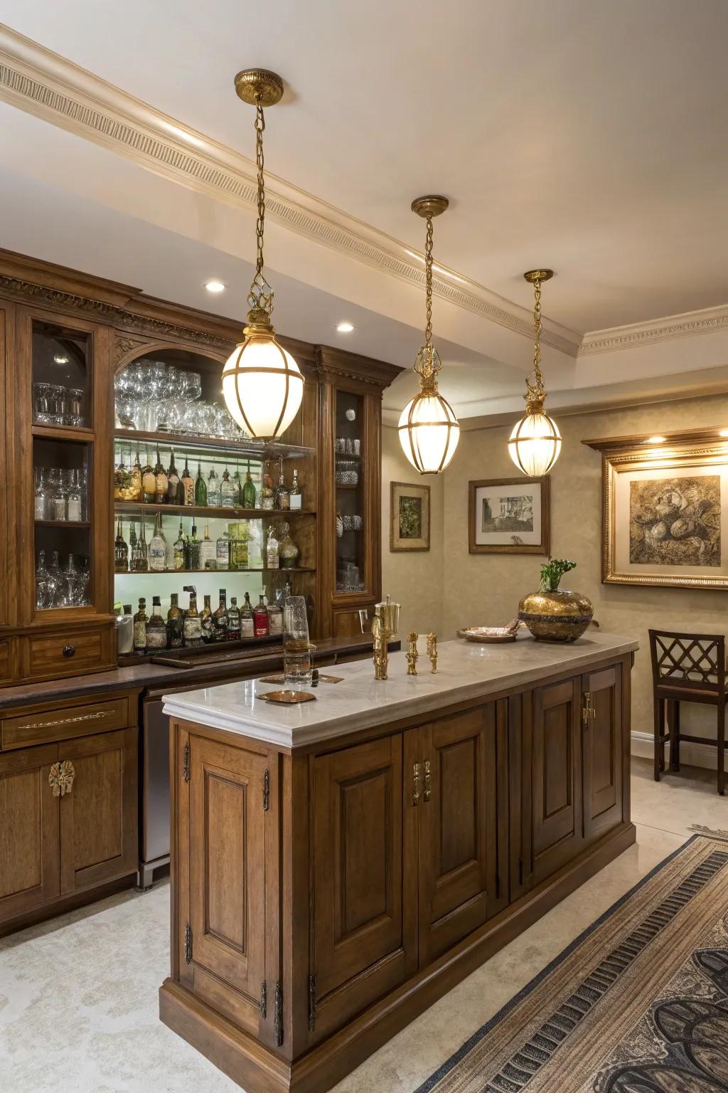 Vintage elements enrich your bar with character and nostalgia.