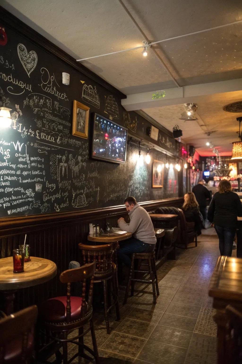 A writable wall adds a personal and interactive touch.