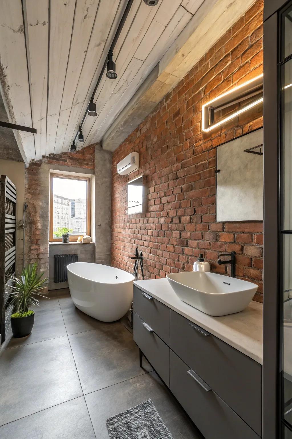 Exposed brick walls add urban chic and texture.