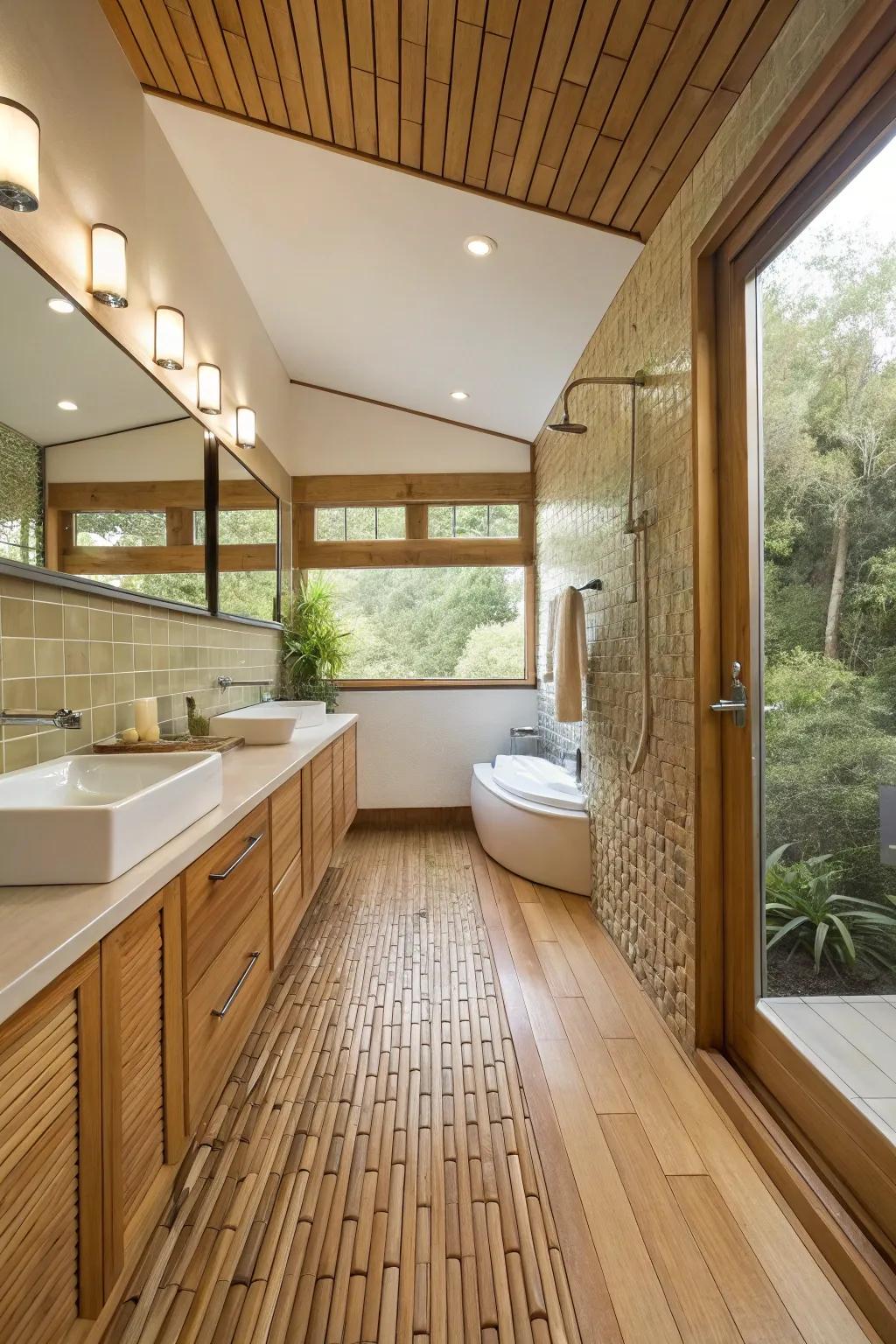 Sustainable materials offer a beautiful and environmentally friendly bathroom design.