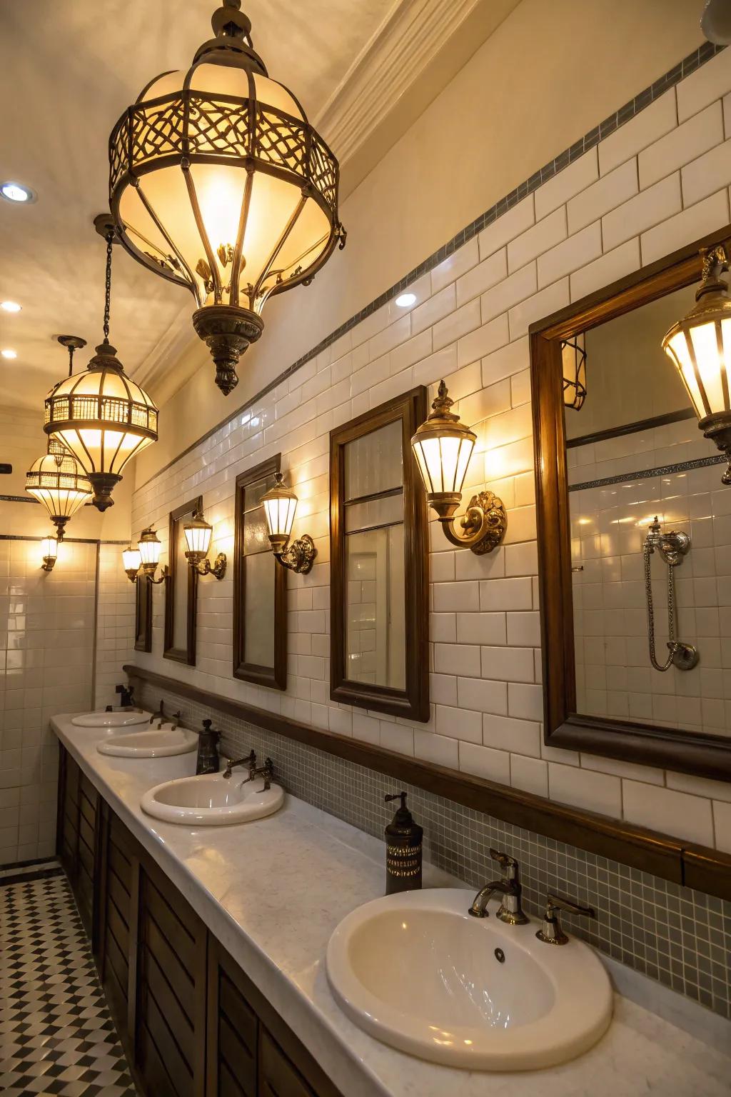 Timeless charm with vintage lighting.