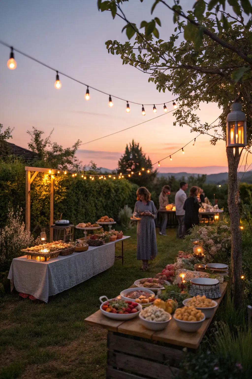 A romantic Twilight Garden BBQ atmosphere.