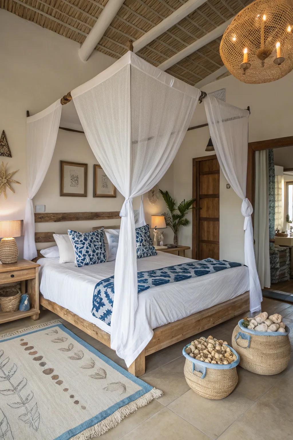 A canopy creates a dreamy, resort-like feel in your bedroom.