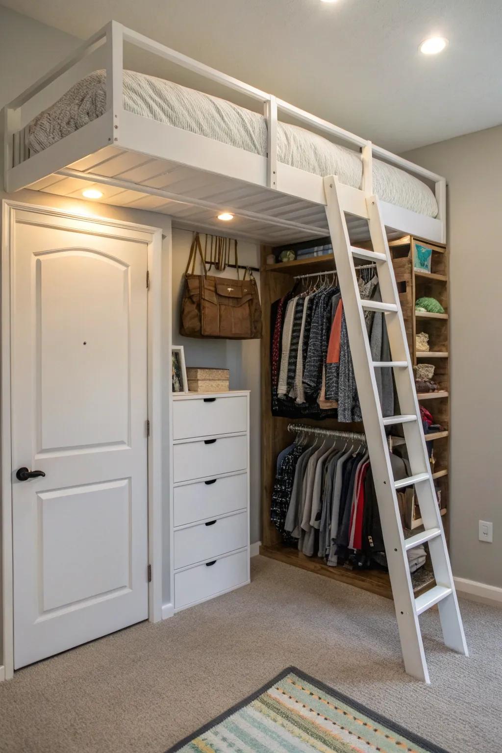 A raised sleeper turns your closet into a playful and efficient space.