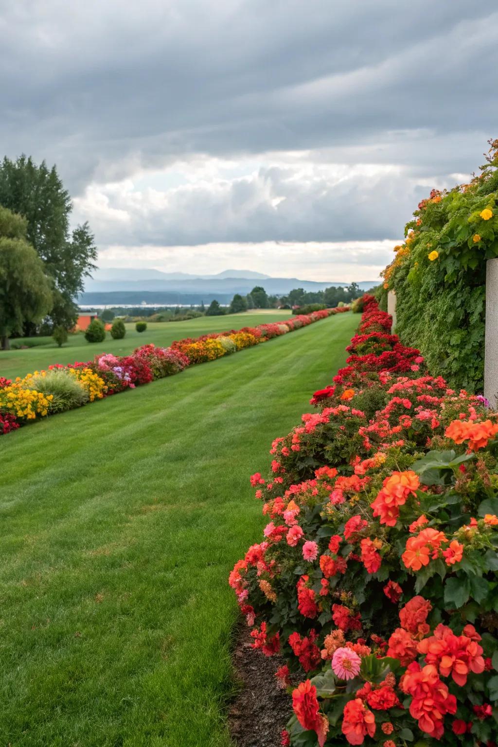Plant borders add polish and curb appeal to grassy areas.
