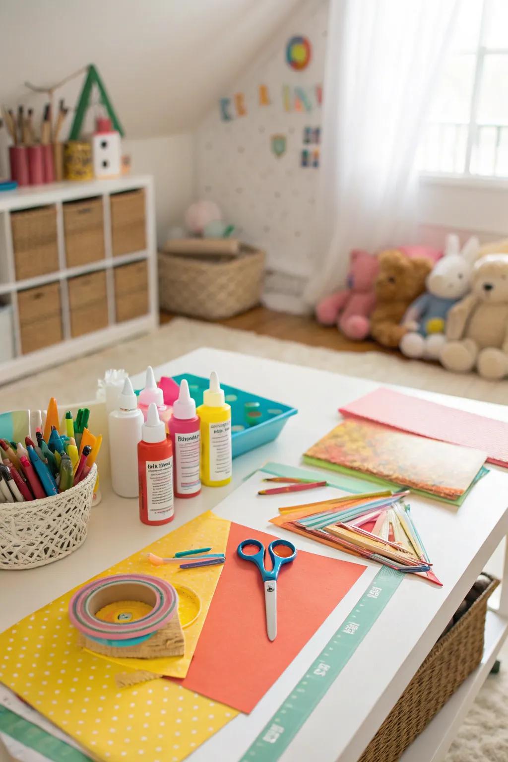 Inspire hands-on creativity with a well-stocked craft spot.