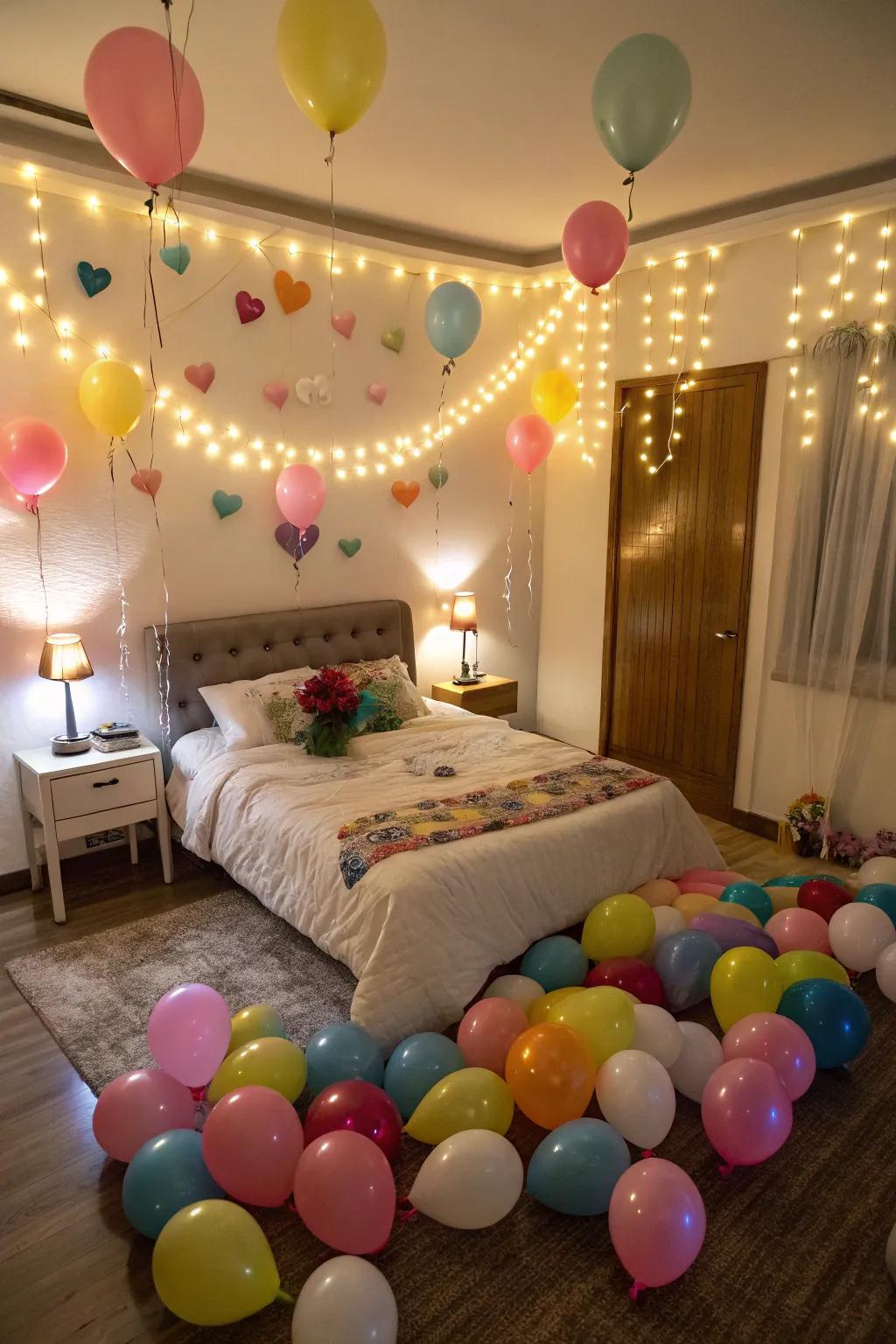 A bedroom surprise to wake him up with delight.