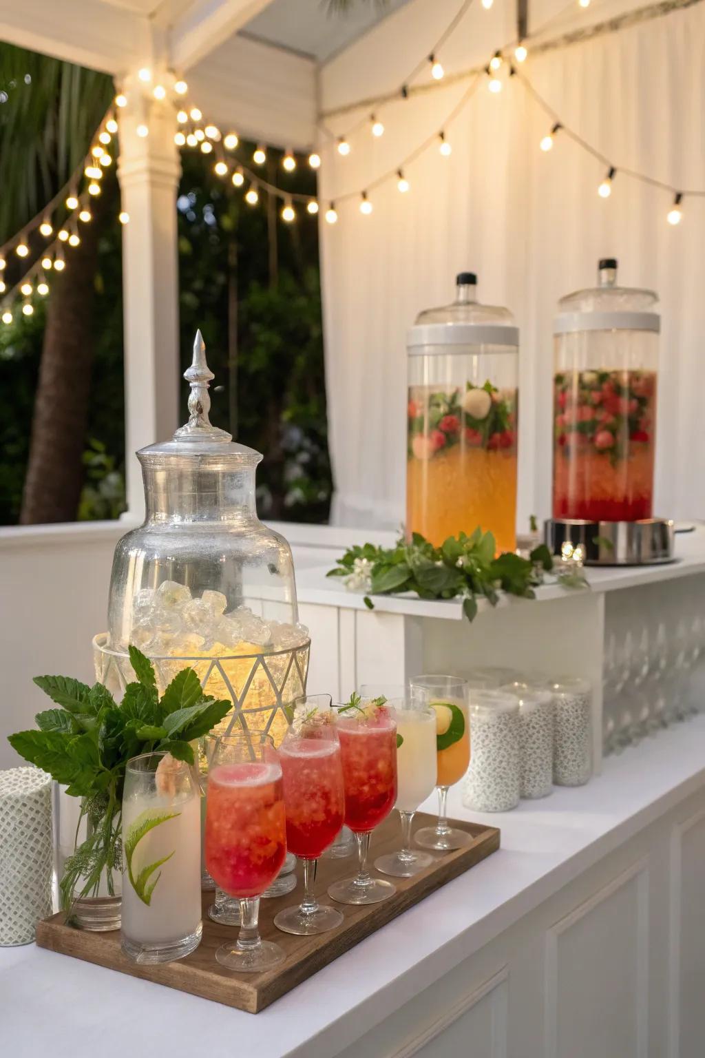 A themed drink station provides a distinctive celebratory experience.