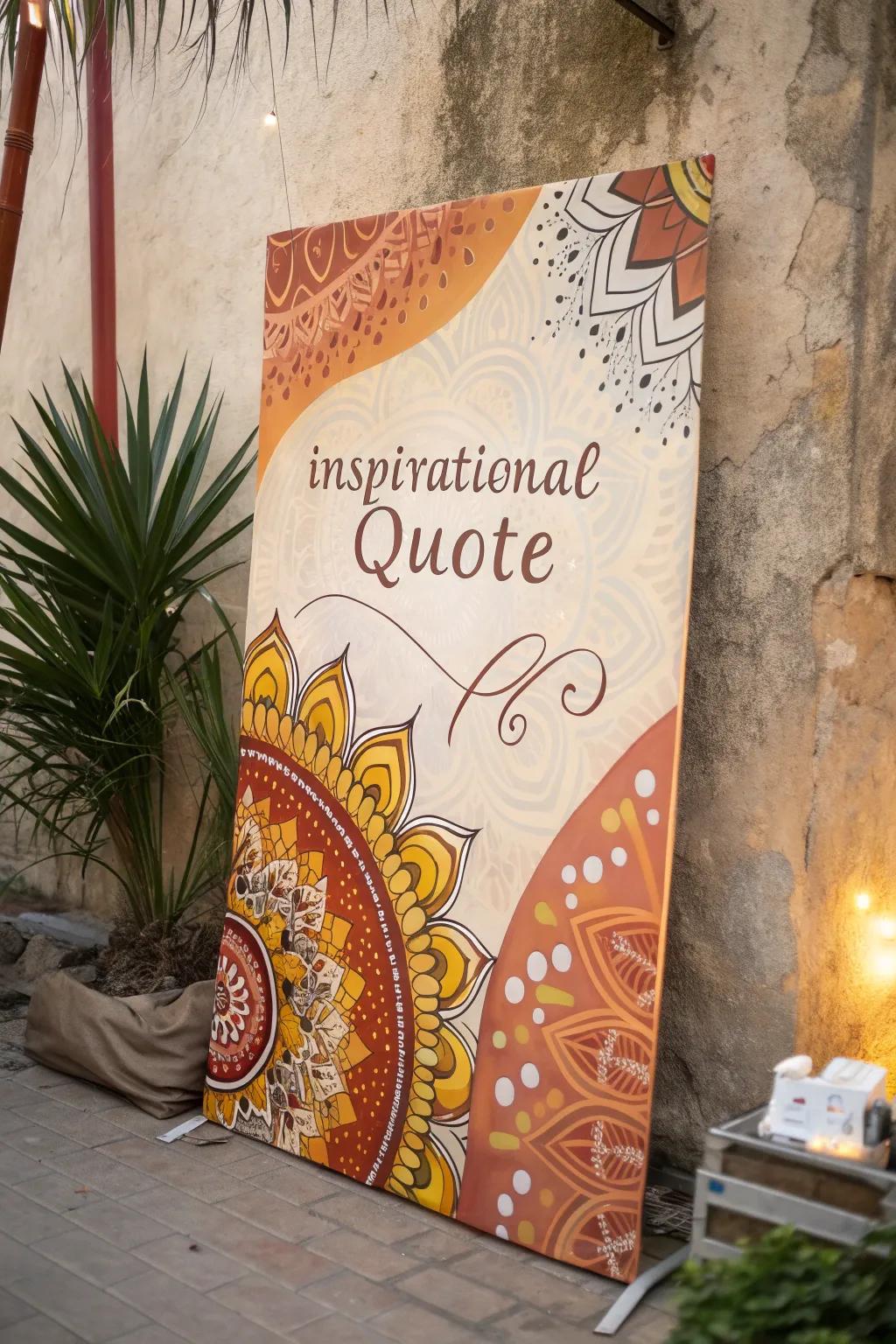 A boho painting combining inspirational words with artistic flair.