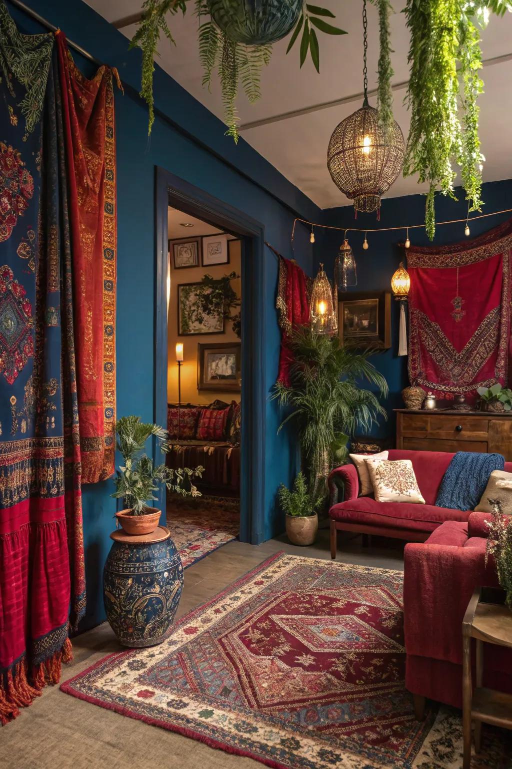 Saturated colors enhance the bohemian aesthetic with depth.