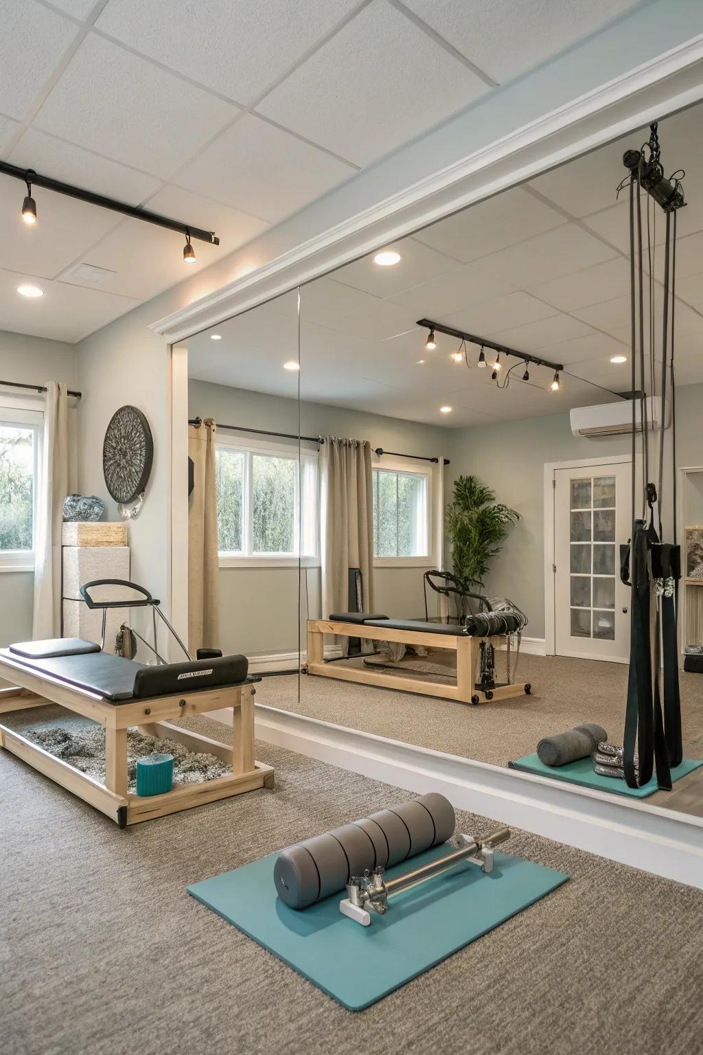 A Pilates studio makes a serene environment for exercise.