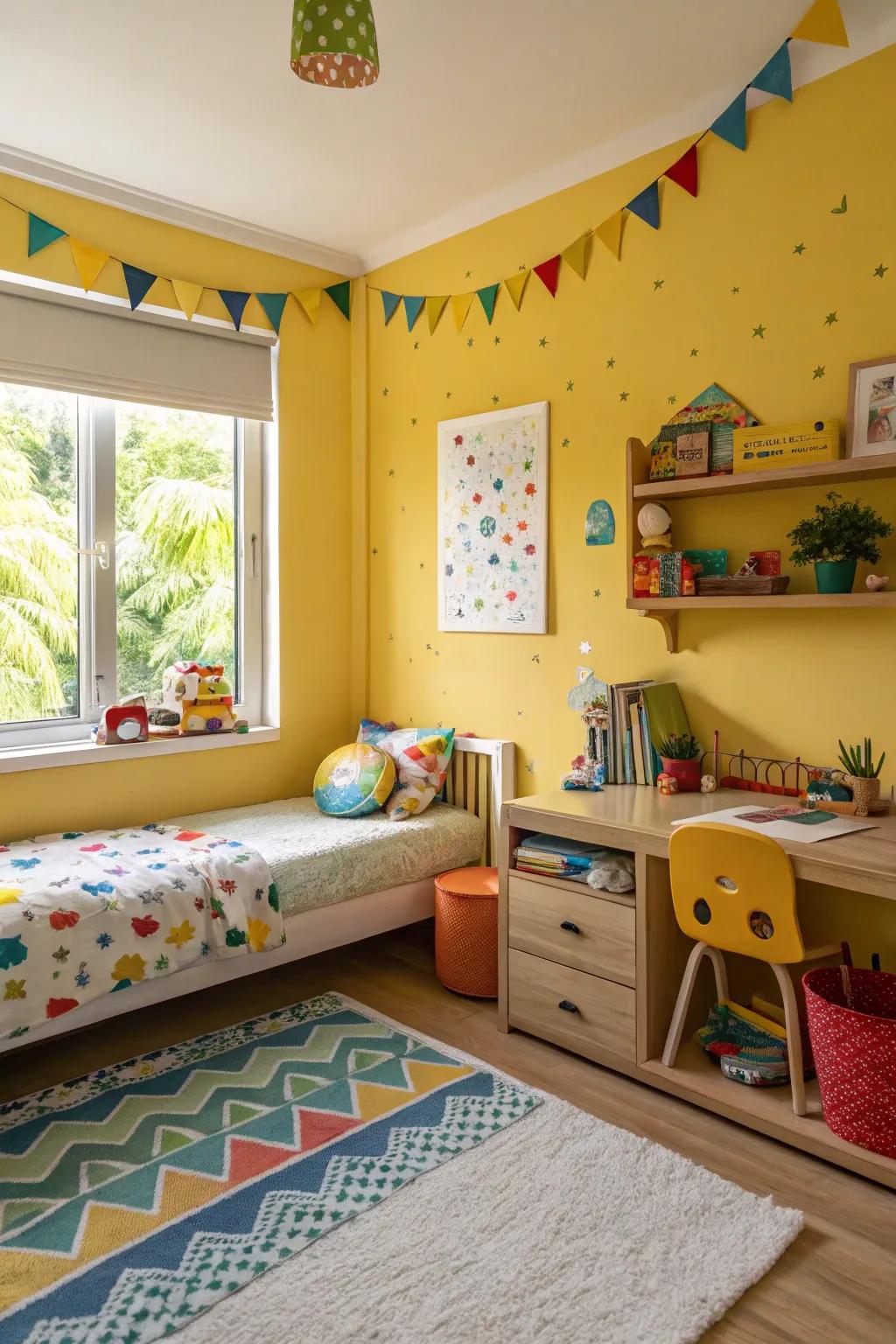 Brighten the space with cheerful yellow.