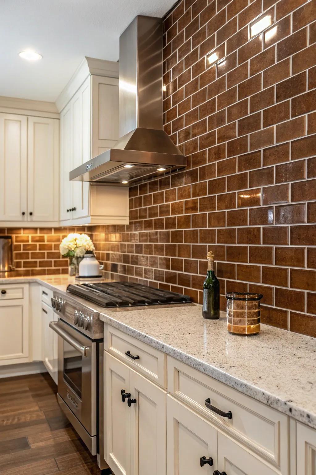 A chocolate splash guard appends texture and magnitude to the kitchen.