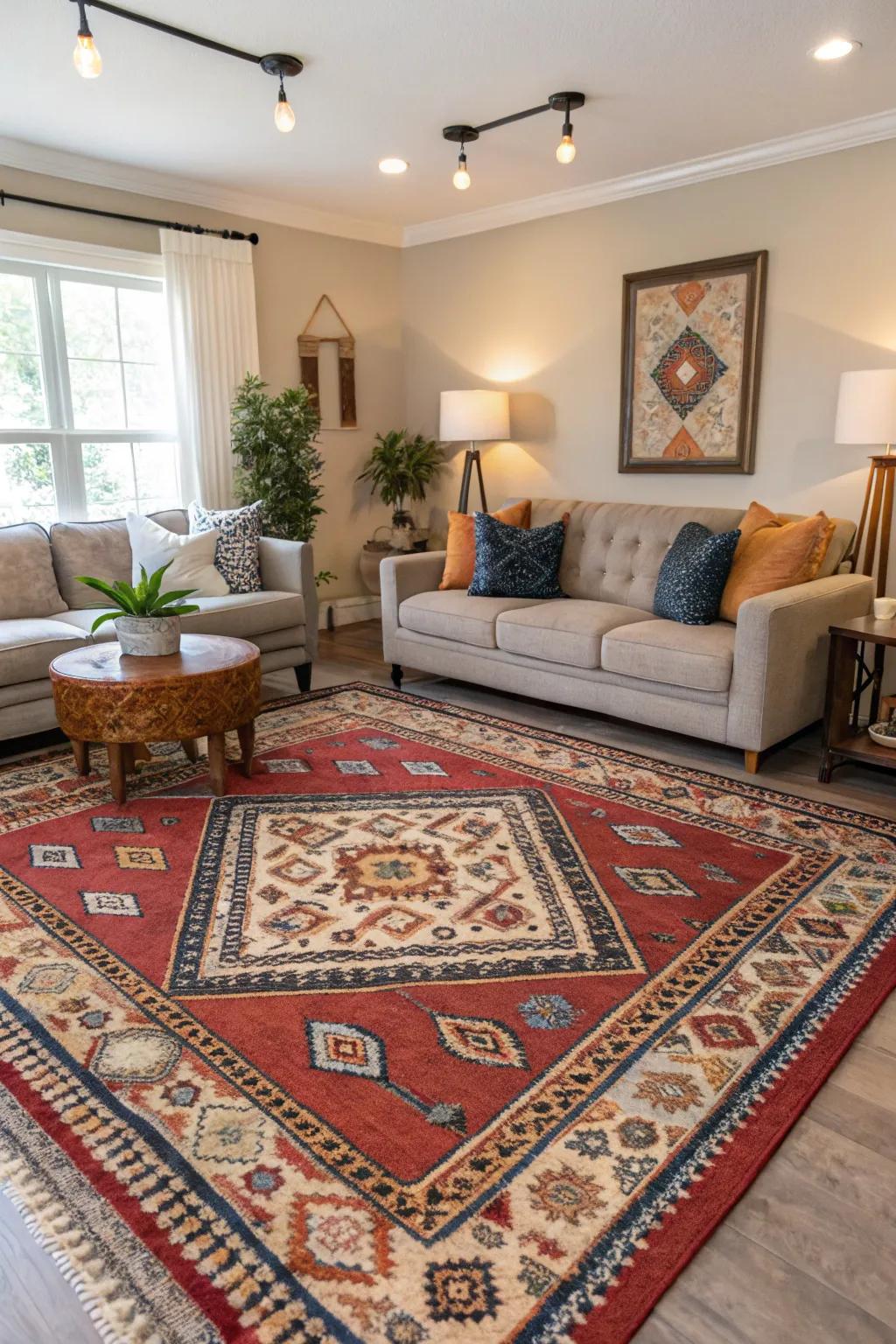 A statement carpet can be the centerpiece of your living room design.