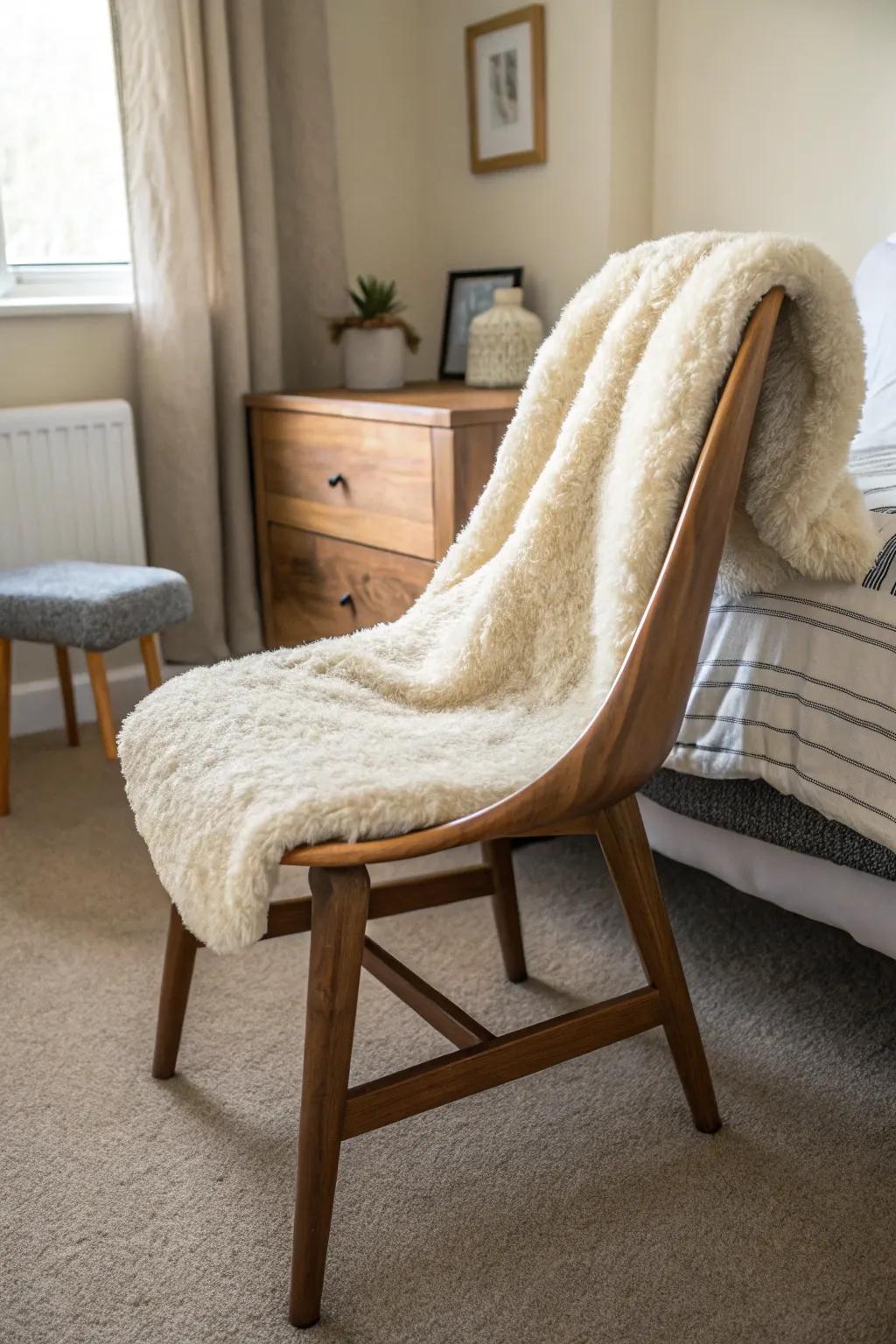 A fleece throw introduces a touch of coziness and elegance.