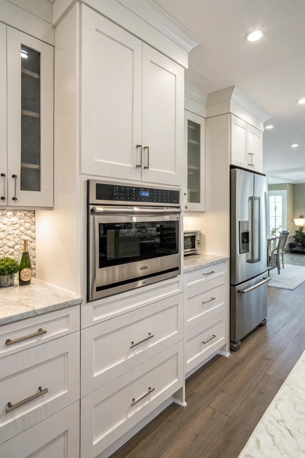 Stylish kitchen showcasing a built-in niche for the wave emitter.