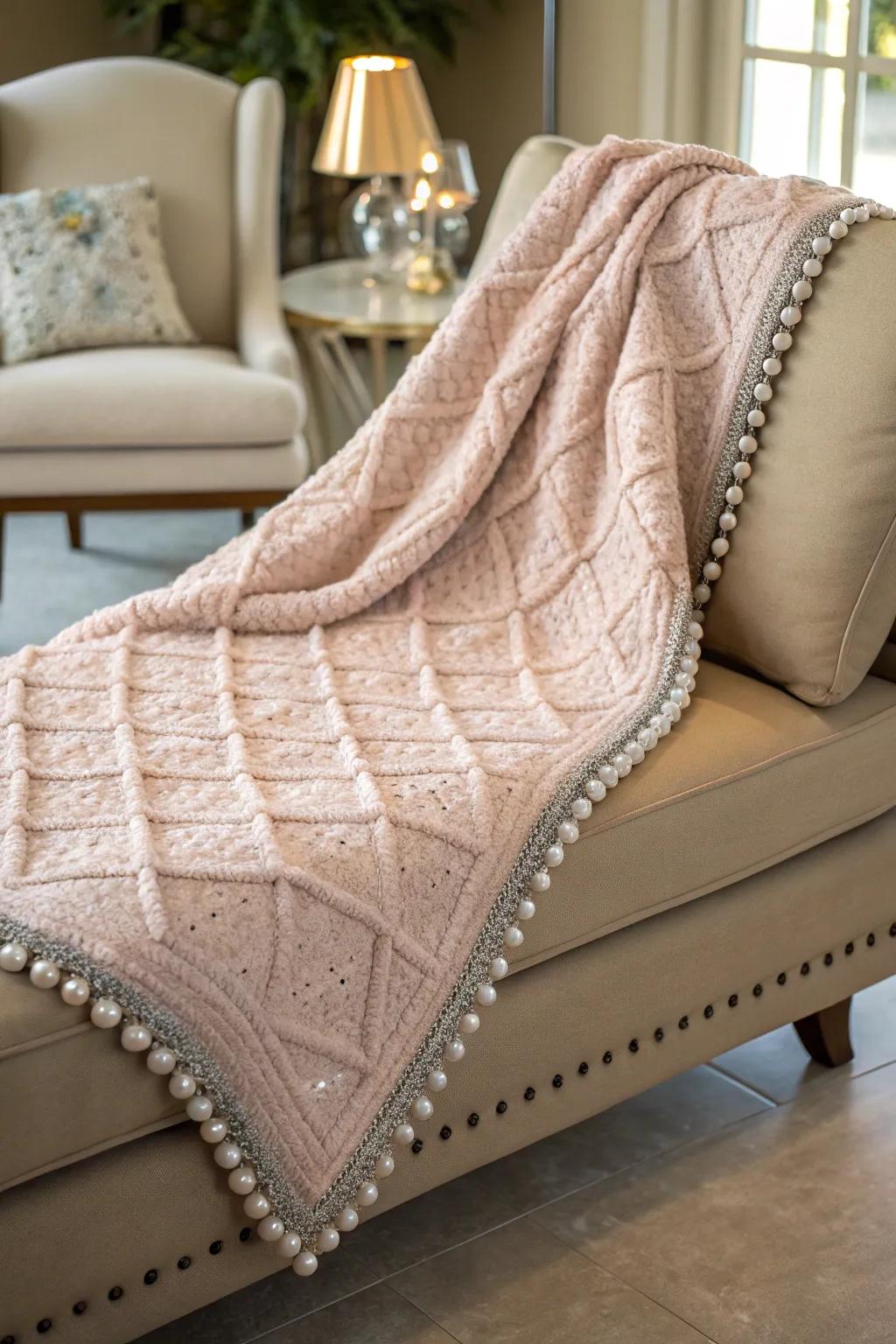 Beaded borders add a touch of glamour to special pieces.