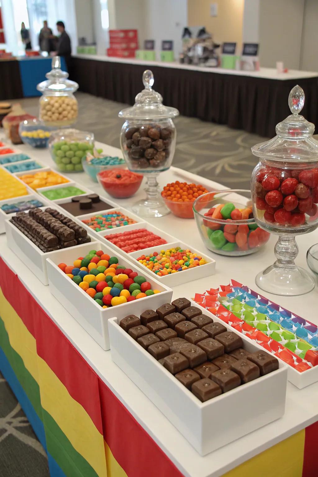 Themed zones accommodating diverse sweets preferences.