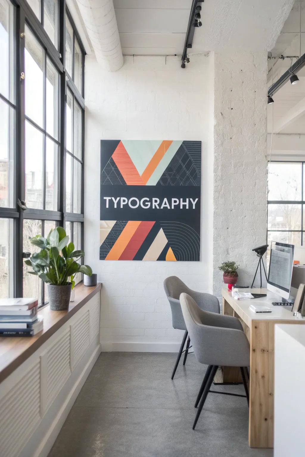 Lettering painting in a contemporary office